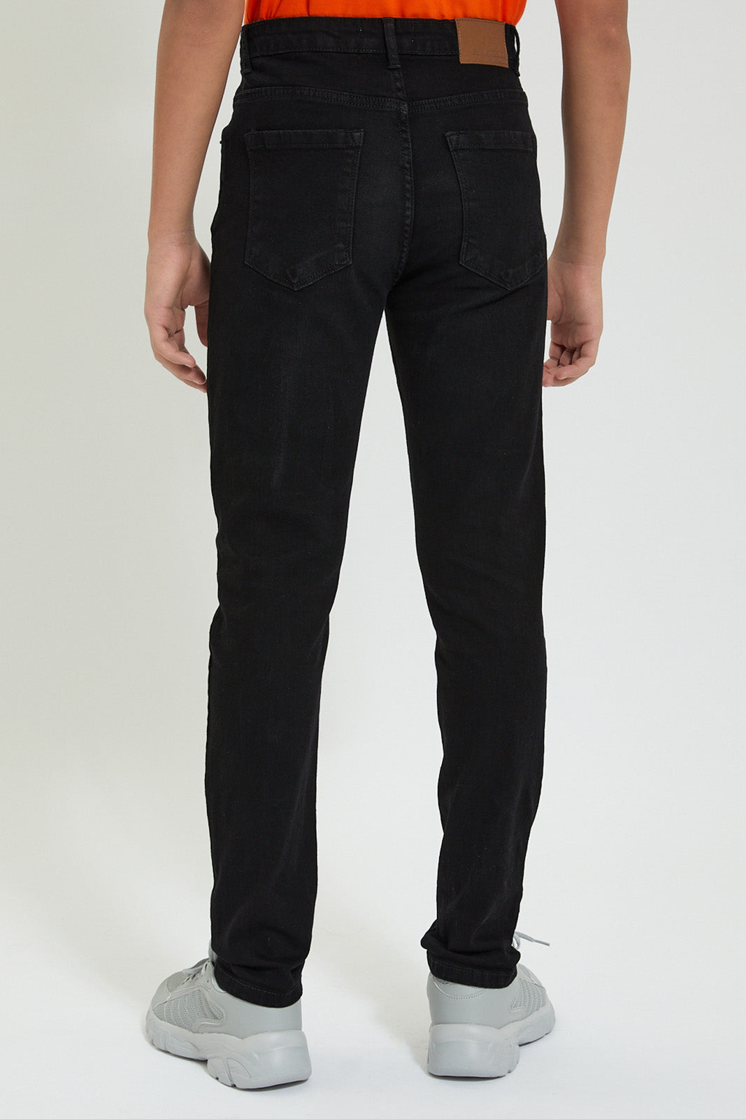 Senior Boys Black Five Pocket Stretch Jean