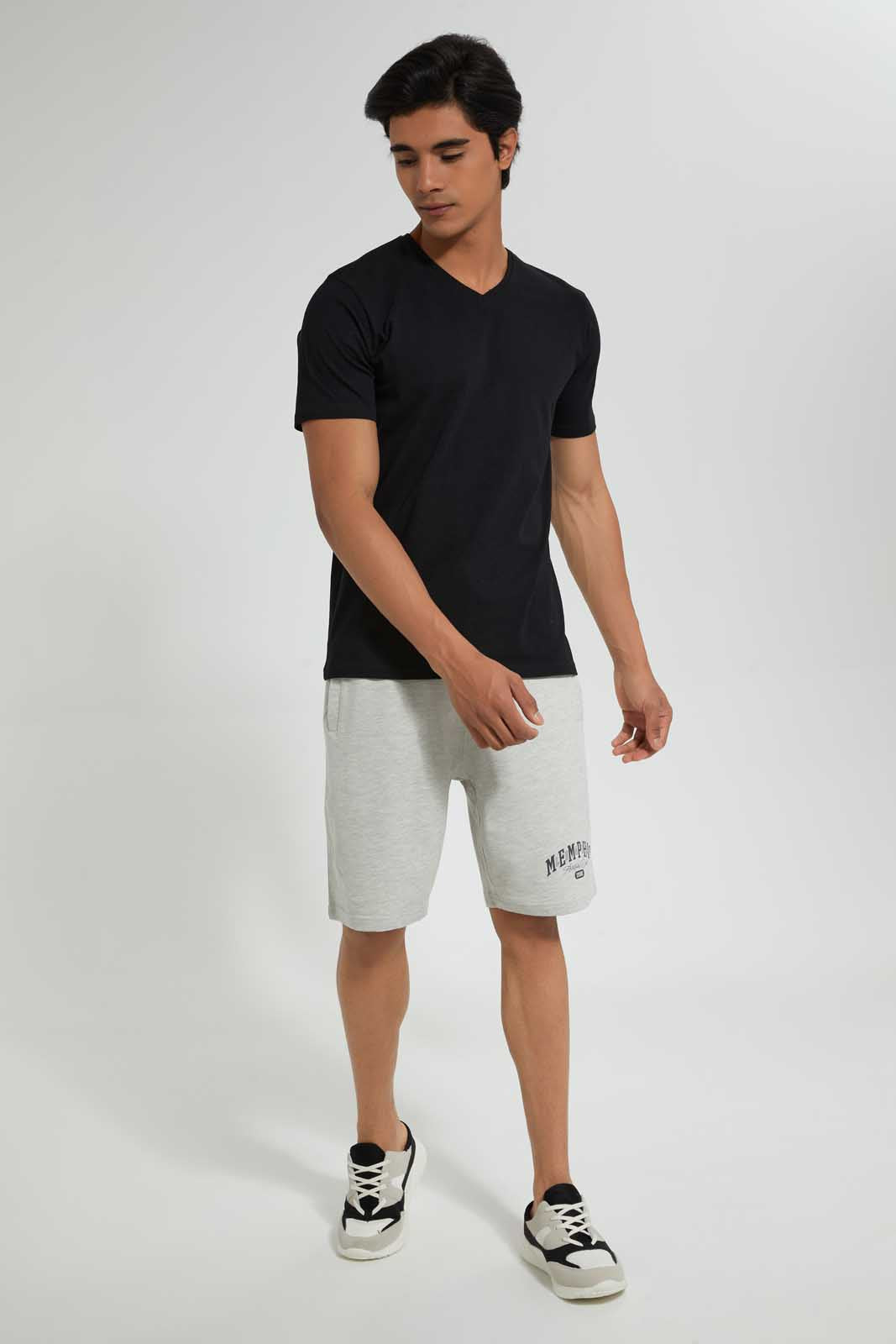 Redtag-Black-V-Neck-Basic-T-Shirt-V-Neck-Tees-Men's-