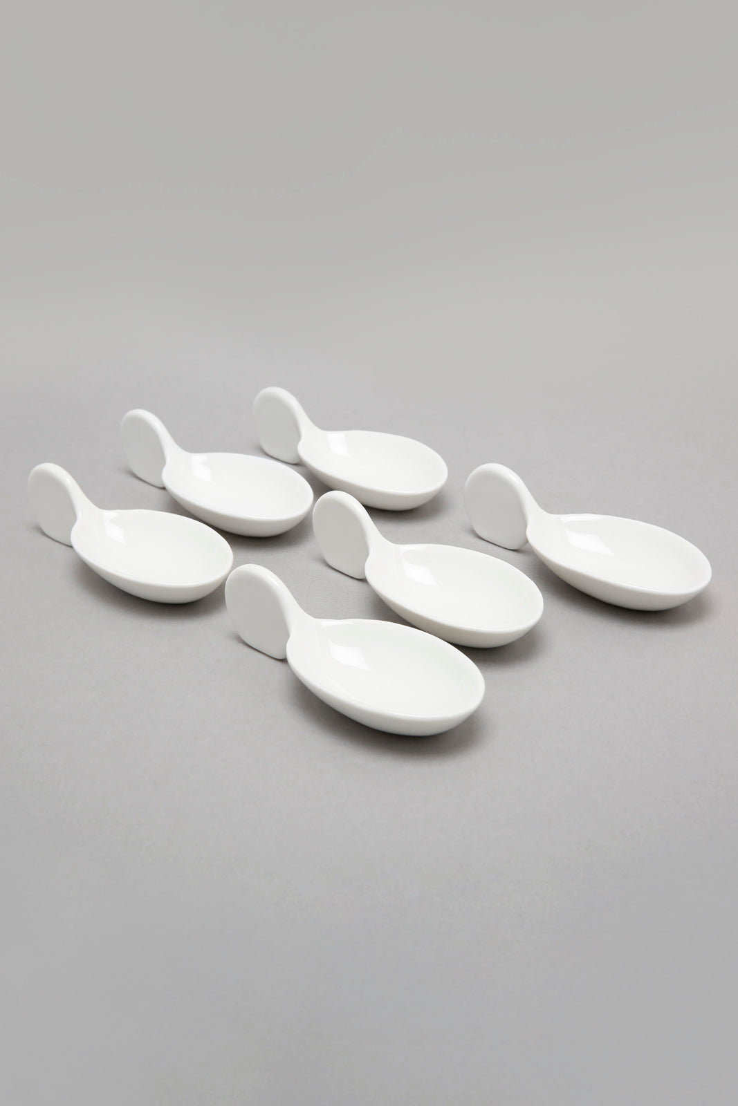 White Porcelain Spoon Shaped Serving (6 Piece Set)