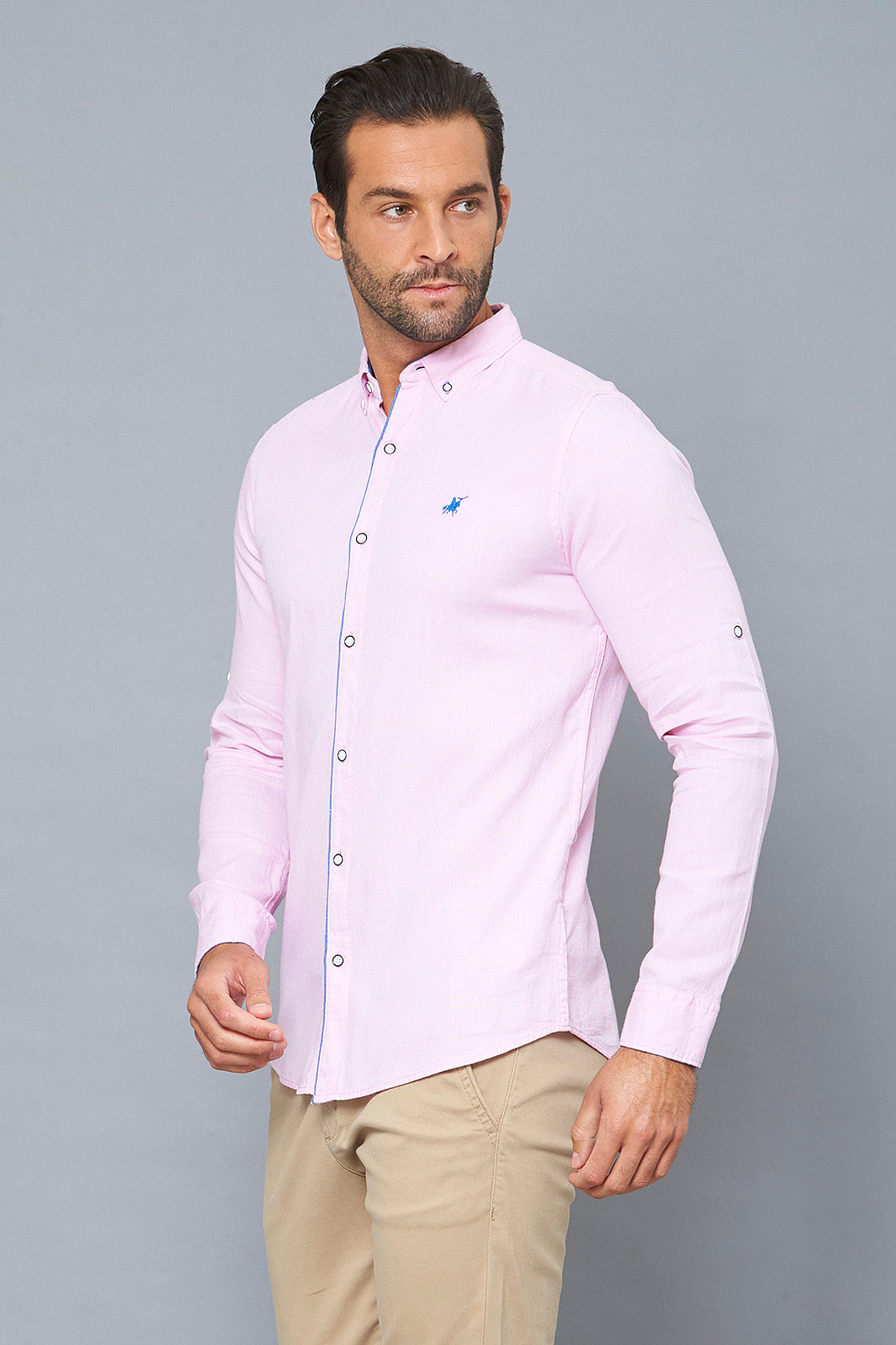 Pink Slim-Fit Long Sleeve Birdseye Shirt - REDTAG