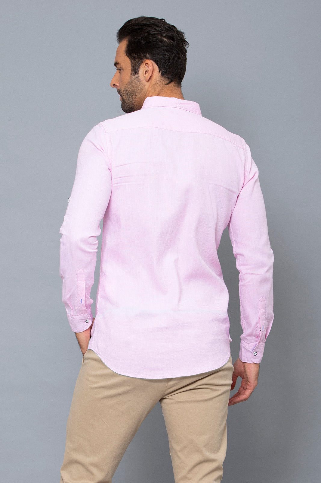 Pink Slim-Fit Long Sleeve Birdseye Shirt - REDTAG
