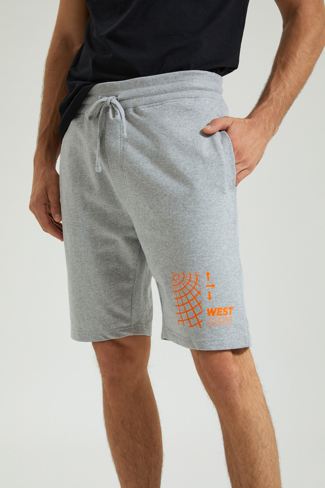 Grey Elasticated West Printed Short