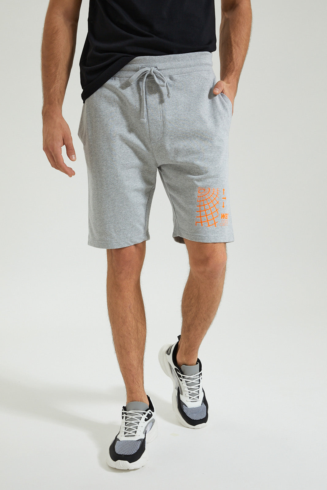 Grey Elasticated West Printed Short