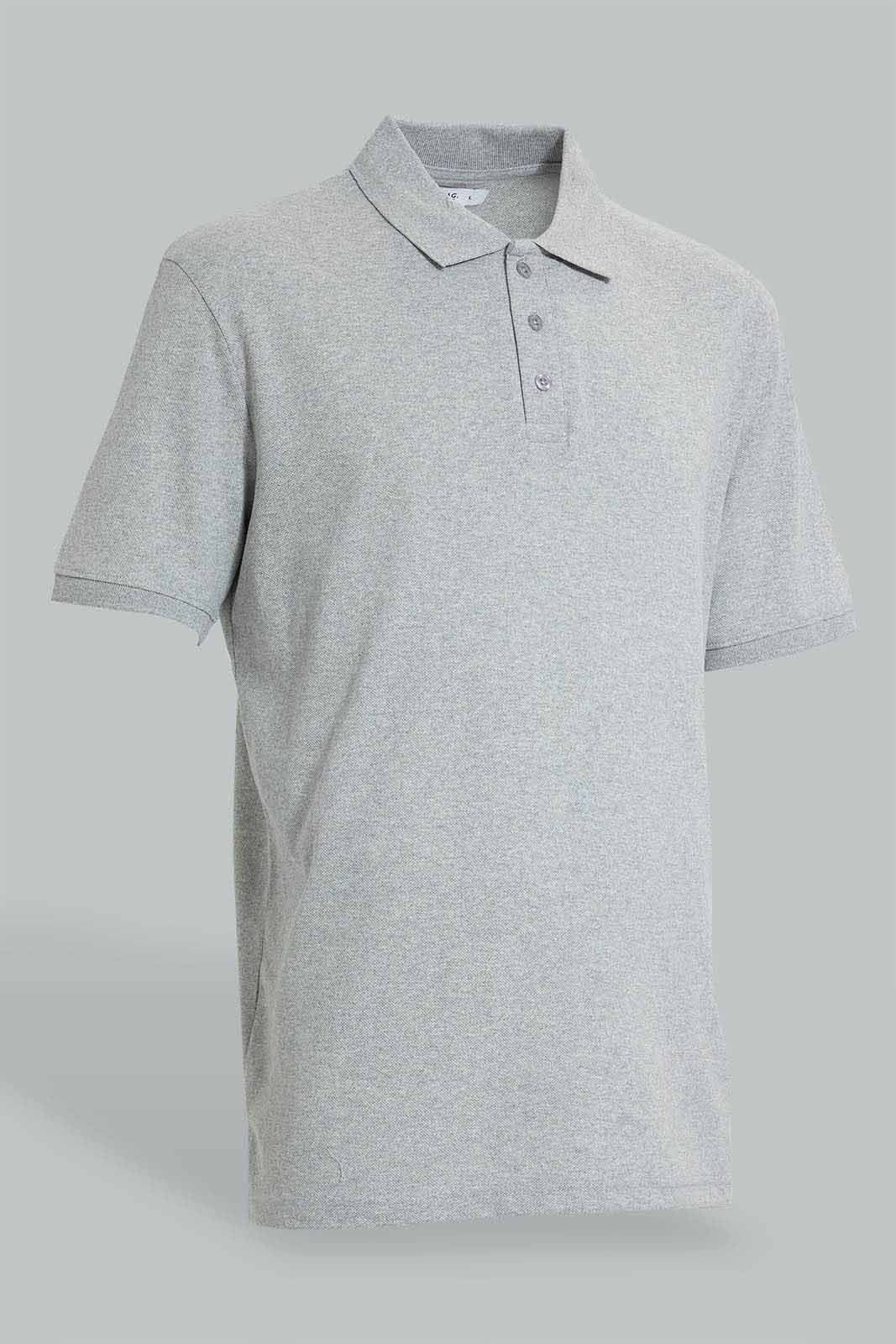 Men Grey Plain Polo Shirt