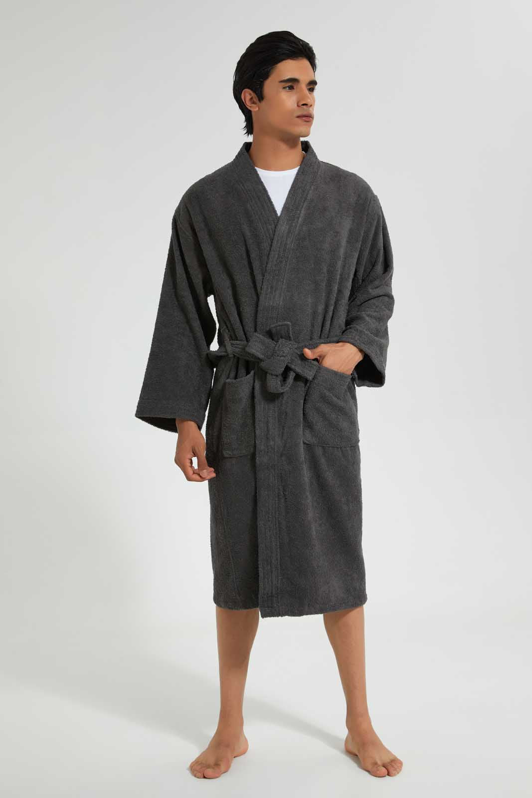 Dark Grey Kimono Bathrobe