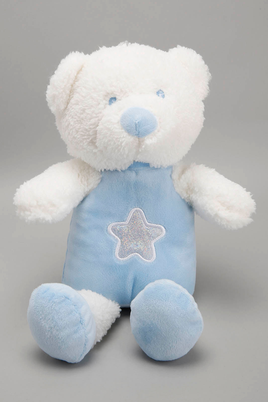 White/Blue Baby Blanket With Toy Bear - REDTAG
