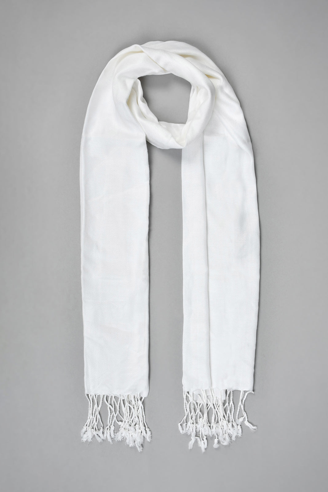 White Scarf With Tassel