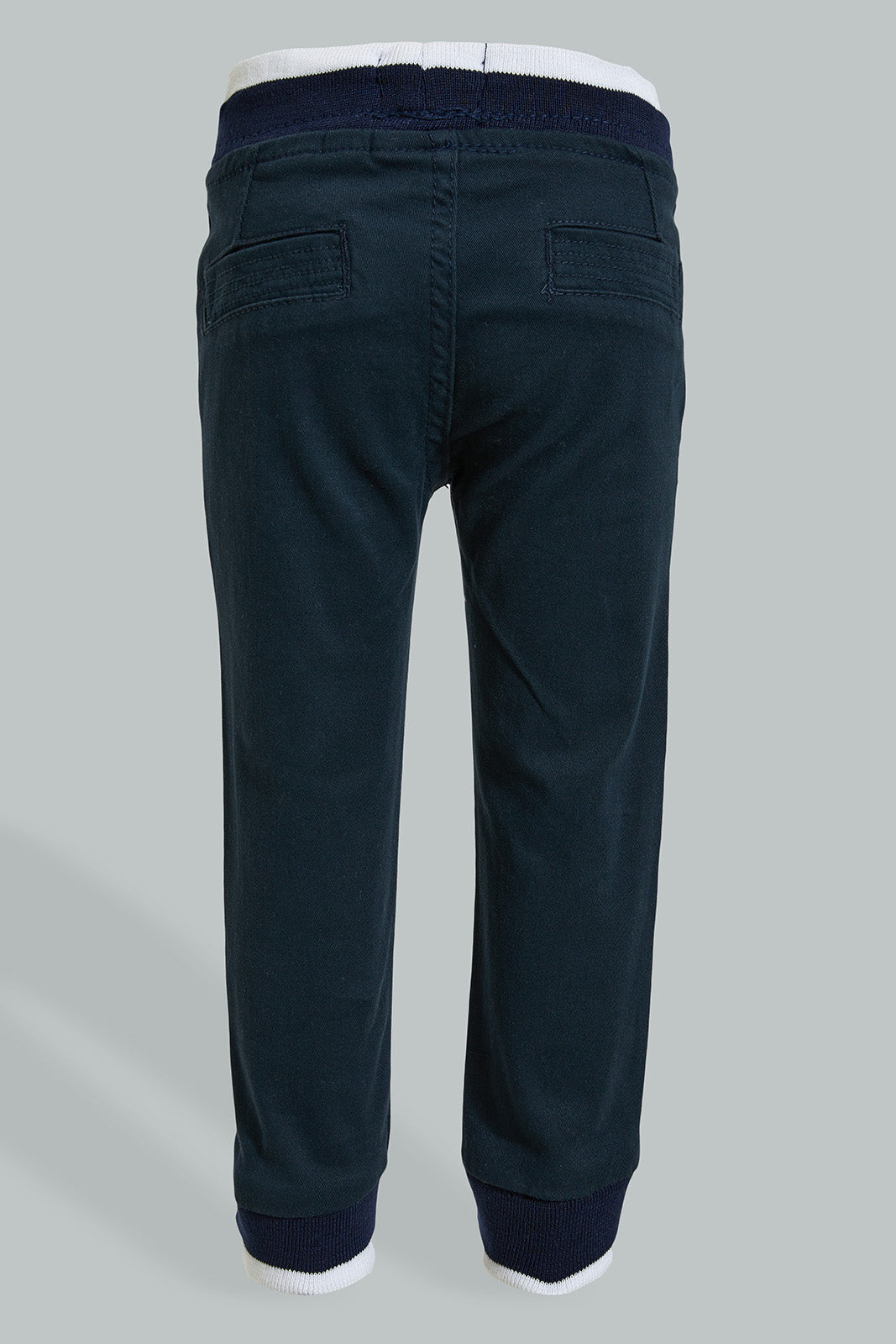 Navy Rib Jogger With Drawcord