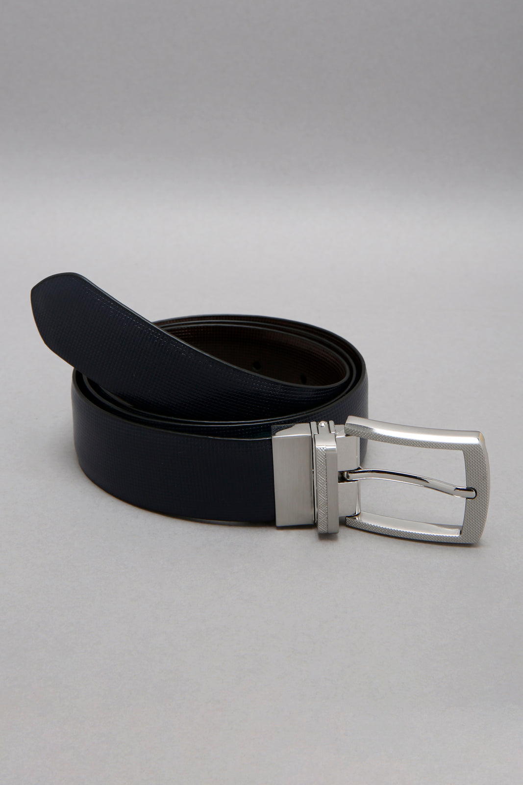 Brown/Navy Formal Belt With Twist Buckle