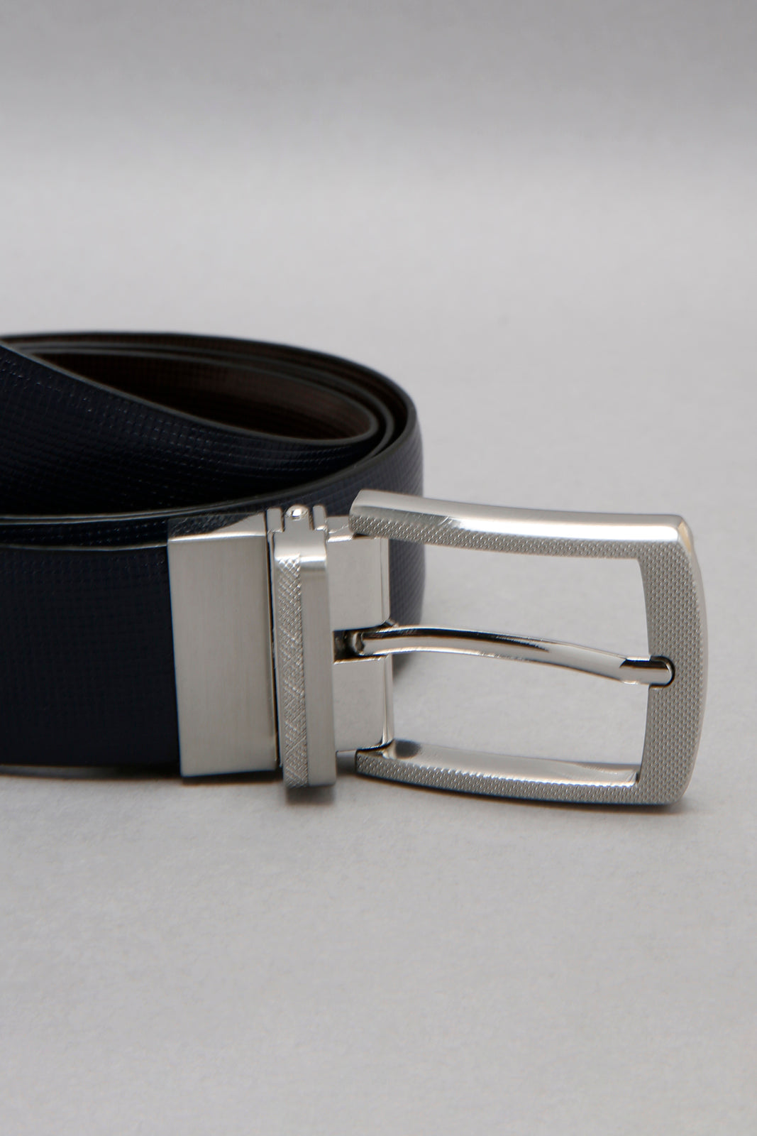 Brown/Navy Formal Belt With Twist Buckle