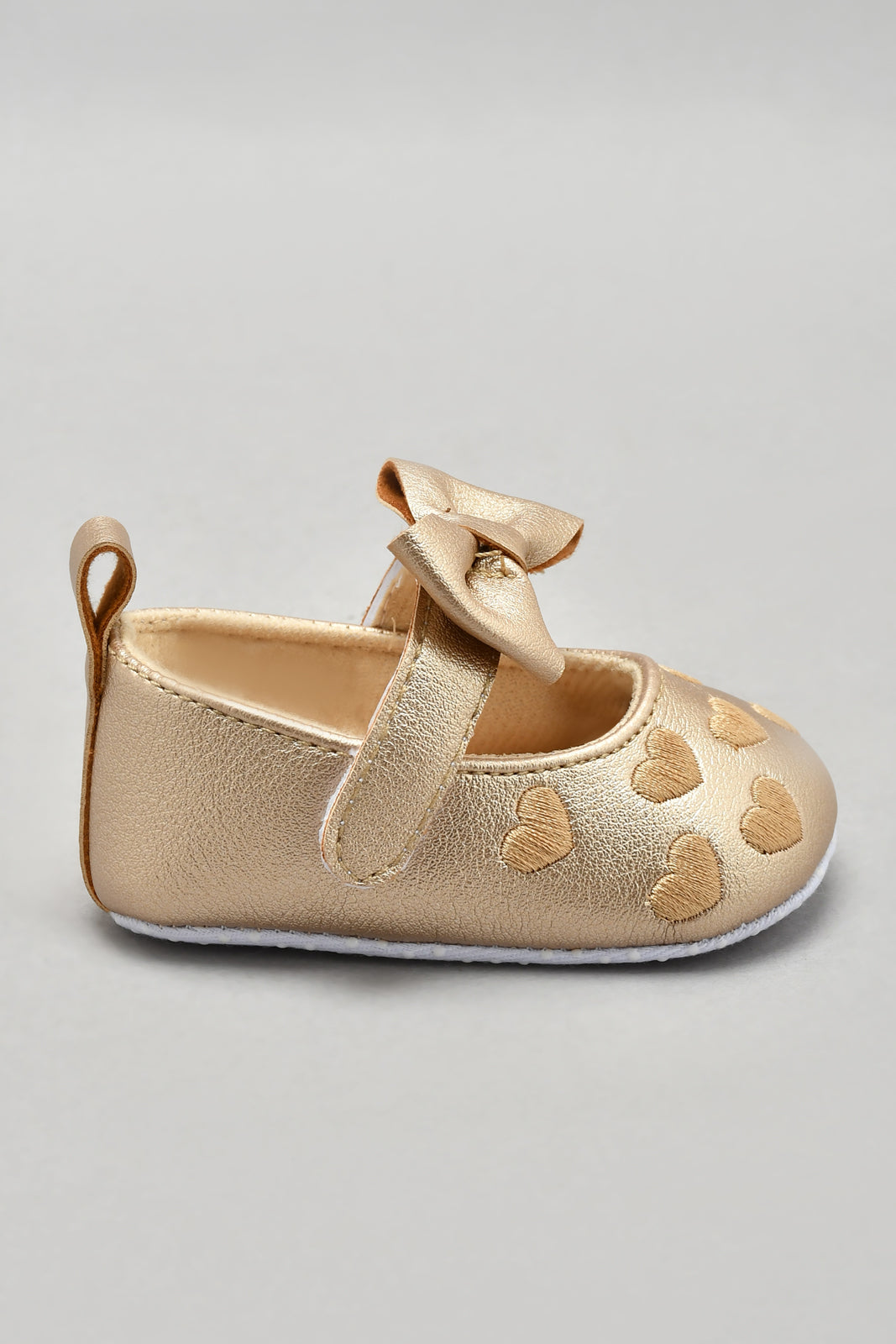 Gold Bow Pram Shoe