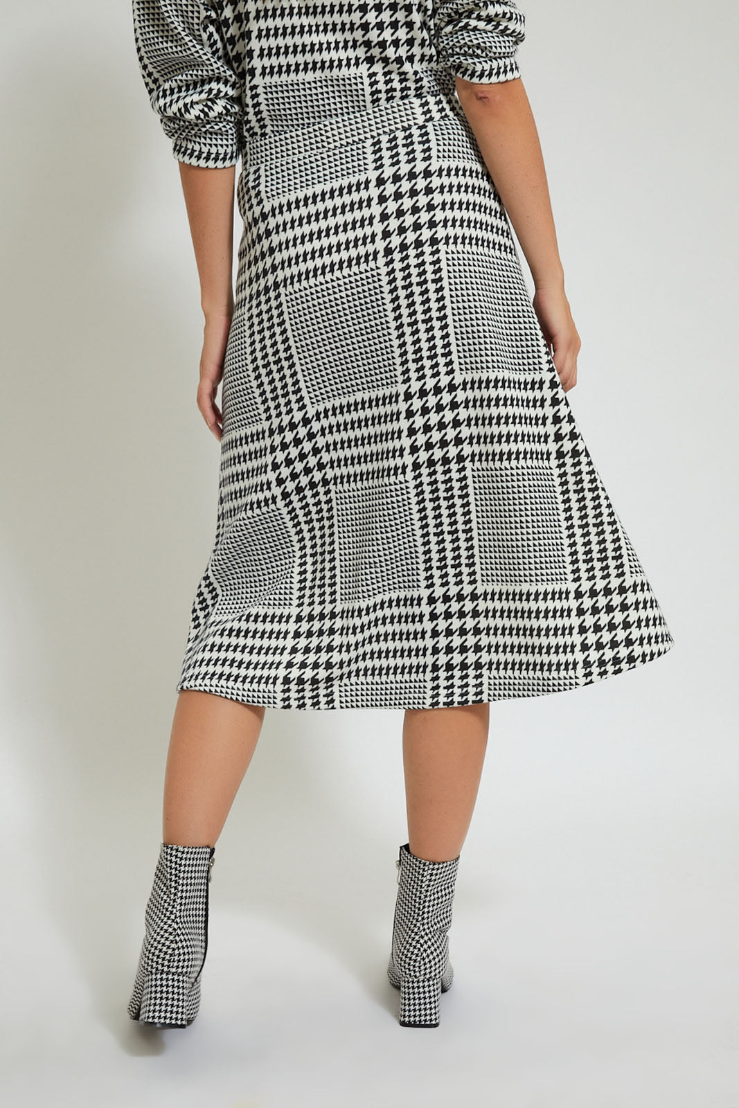 Black/White Printed Flared Skirt
