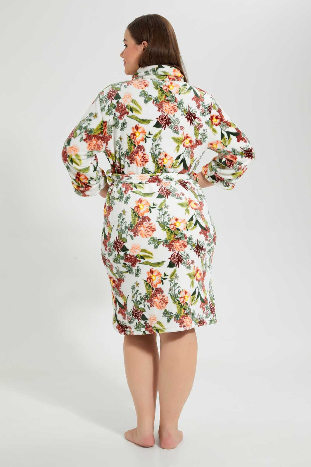 White Floral Ultra Soft Bathrobe