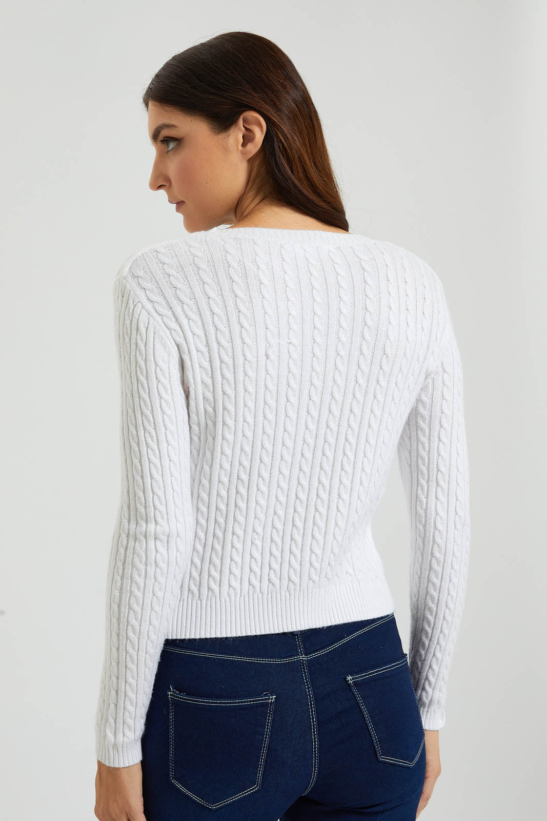 Redtag-Allover-Cable-Knit-Pullover-Colour:White,-Filter:Women's-Clothing,-New-In,-New-In-Women,-Non-Sale,-Section:Women,-TBL,-W21B,-Women-Pullovers-Women's-