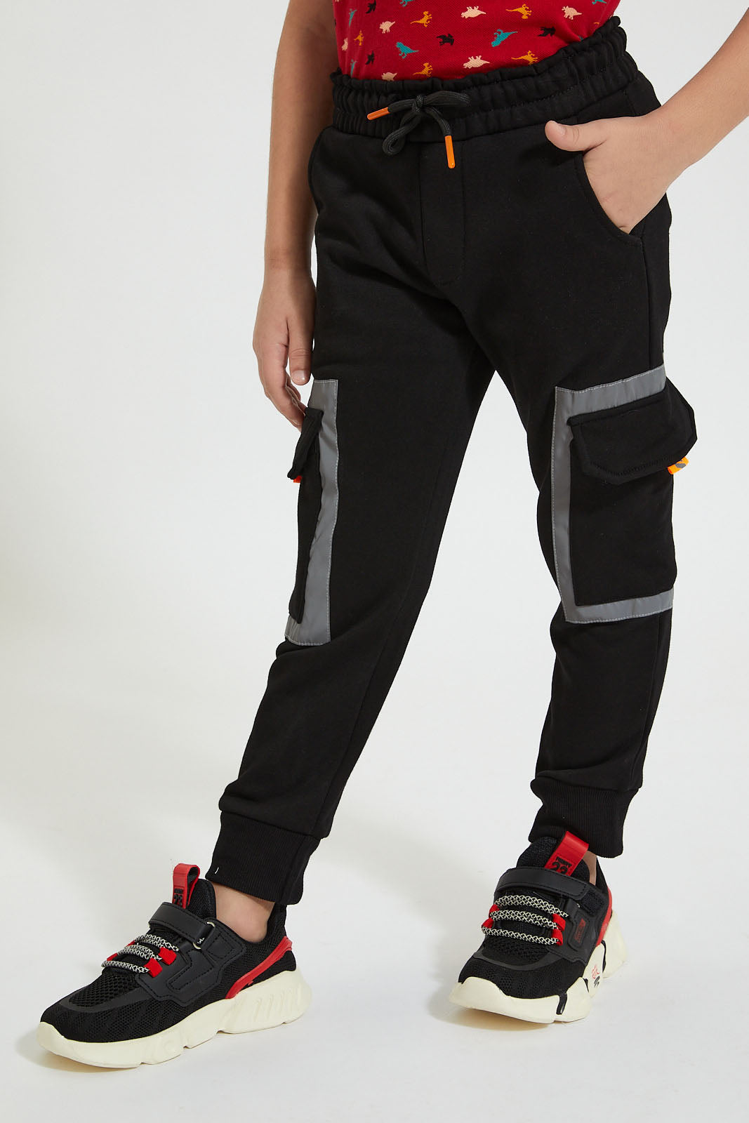 Black Cargo Reflective Jog Pant