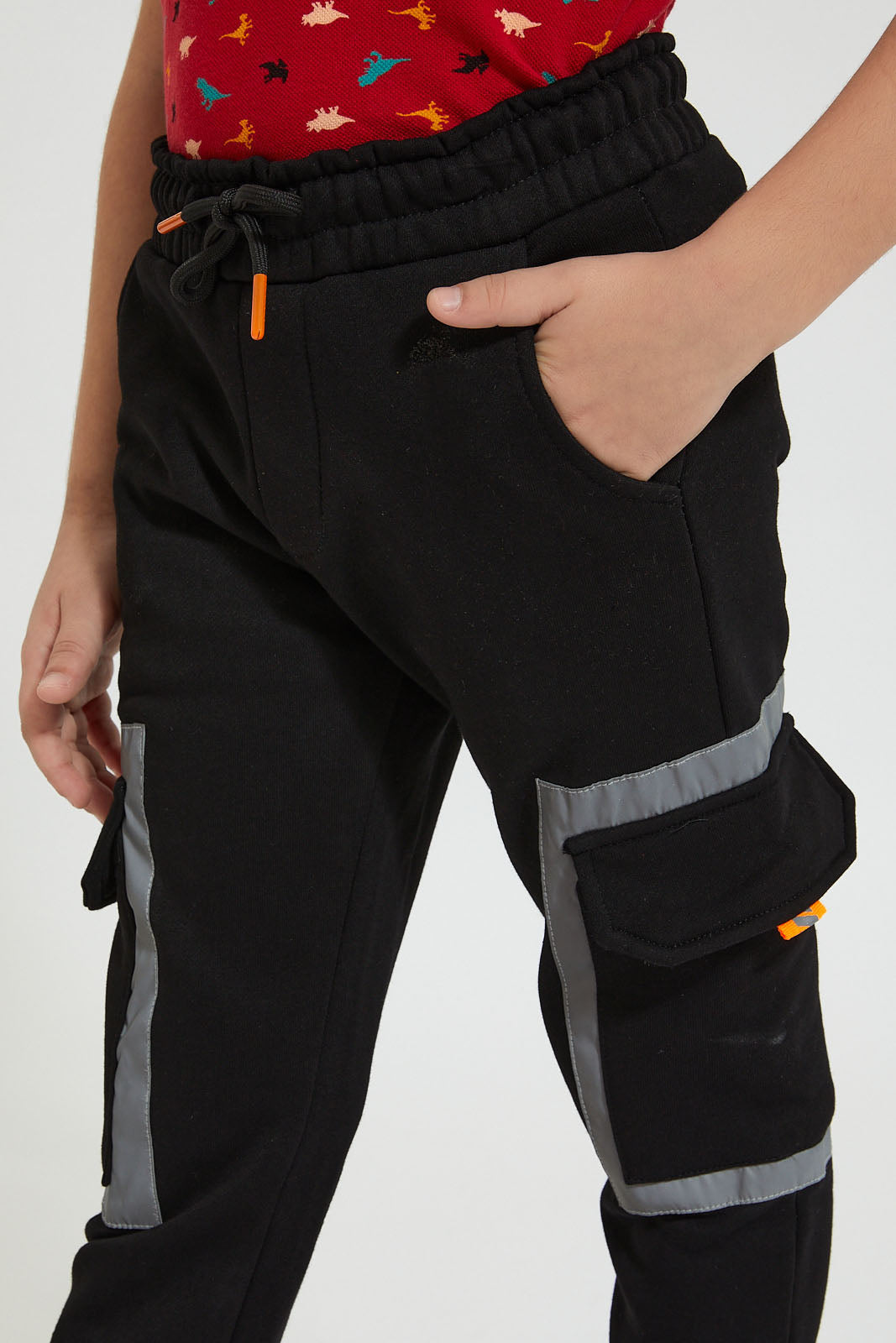 Black Cargo Reflective Jog Pant