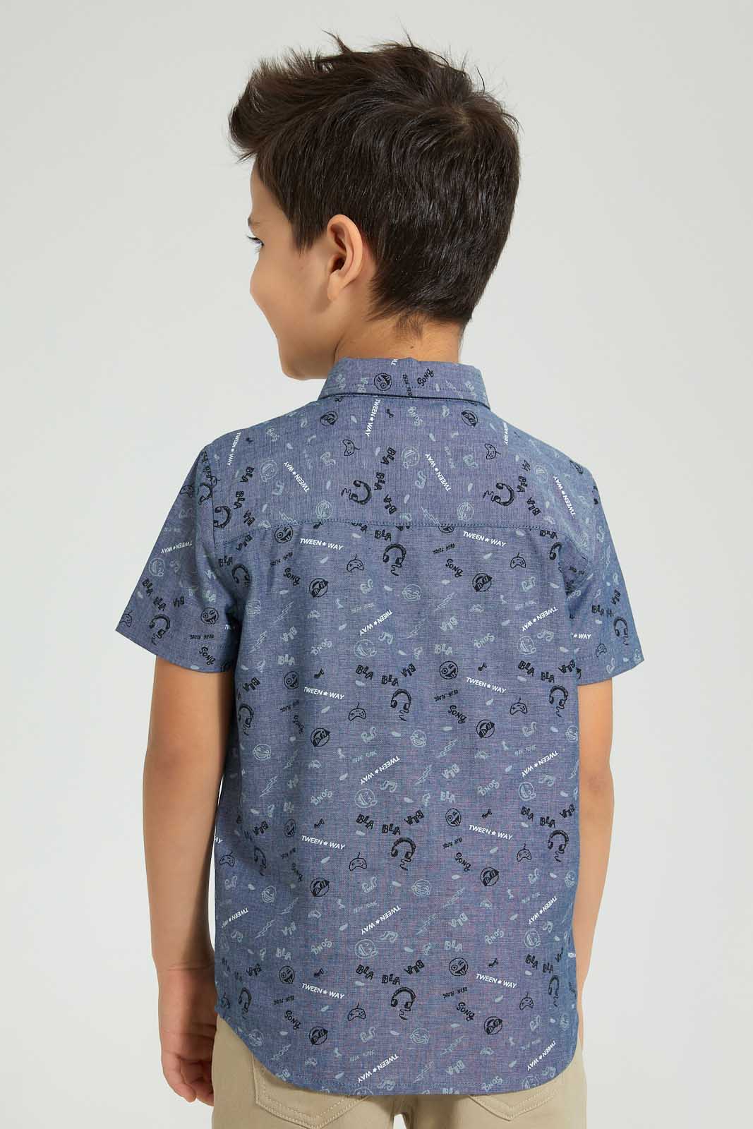 Redtag-Olive-Print-Short-Sleeve-Shirt-Boys-Shirts,-Colour:Olive,-Filter:Boys-(2-to-8-Yrs),-New-In,-New-In-BOY,-Non-Sale,-S22B,-Section:Kidswear-Boys-2 to 8 Years