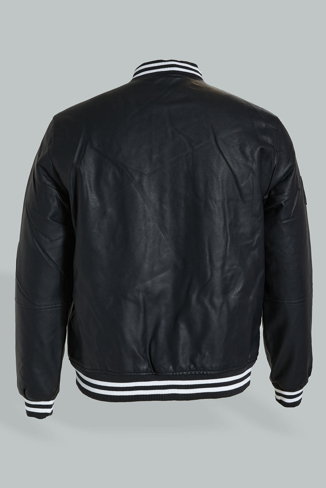 Redtag-Black-Bomber-Jacket-With-Signature-Logo-Jackets-Men's-