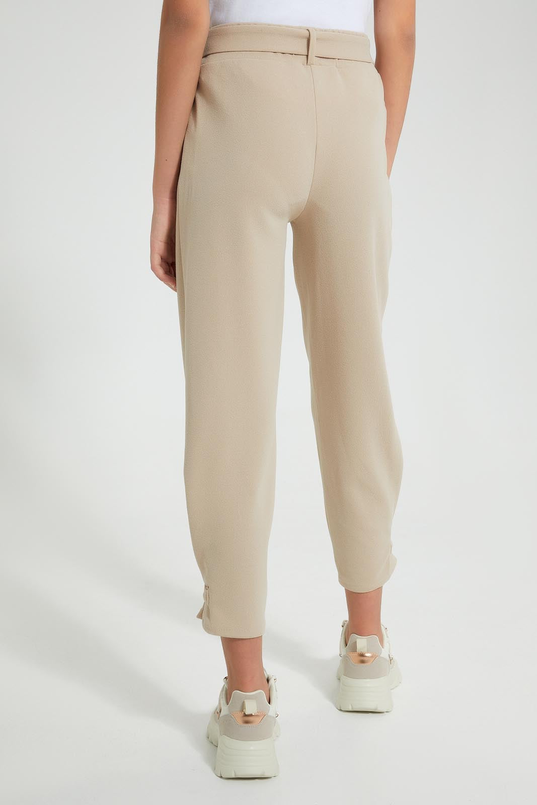 Redtag-Beige-Ankle-Grazer-Pant-With-Belt-Colour:Beige,-Filter:Senior-Girls-(9-to-14-Yrs),-GSR-Trousers,-New-In,-New-In-GSR,-Non-Sale,-Section:Kidswear,-W21A-Senior-Girls-9 to 14 Years