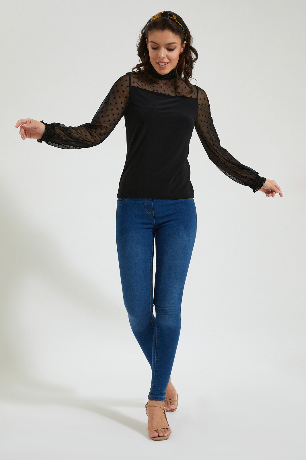 Black Sleeve Detail Top