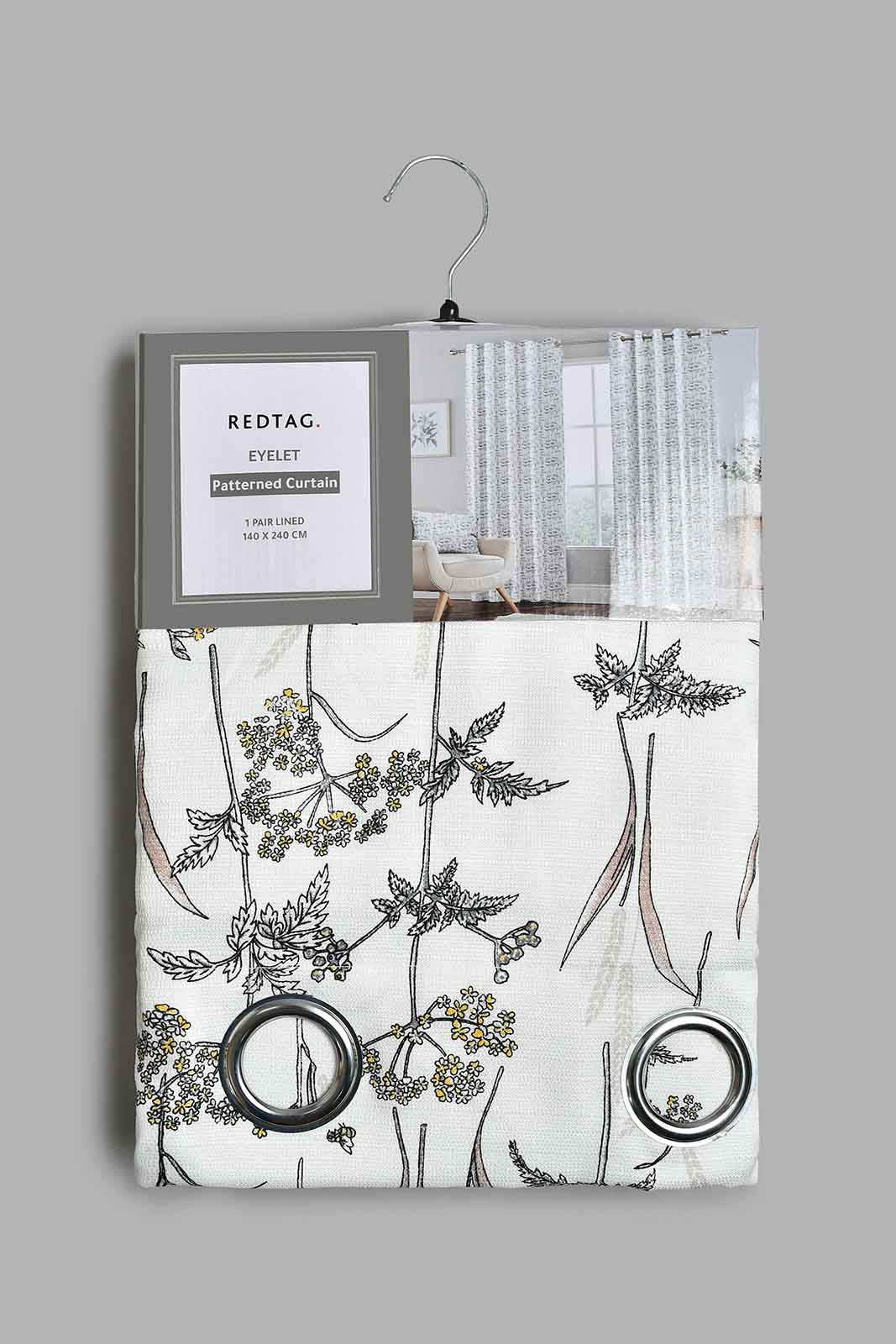 Redtag-Multi-Colour-Floral-Print-Curtain-With-Lining-(2-Piece)-Curtains-Home-Bedroom-