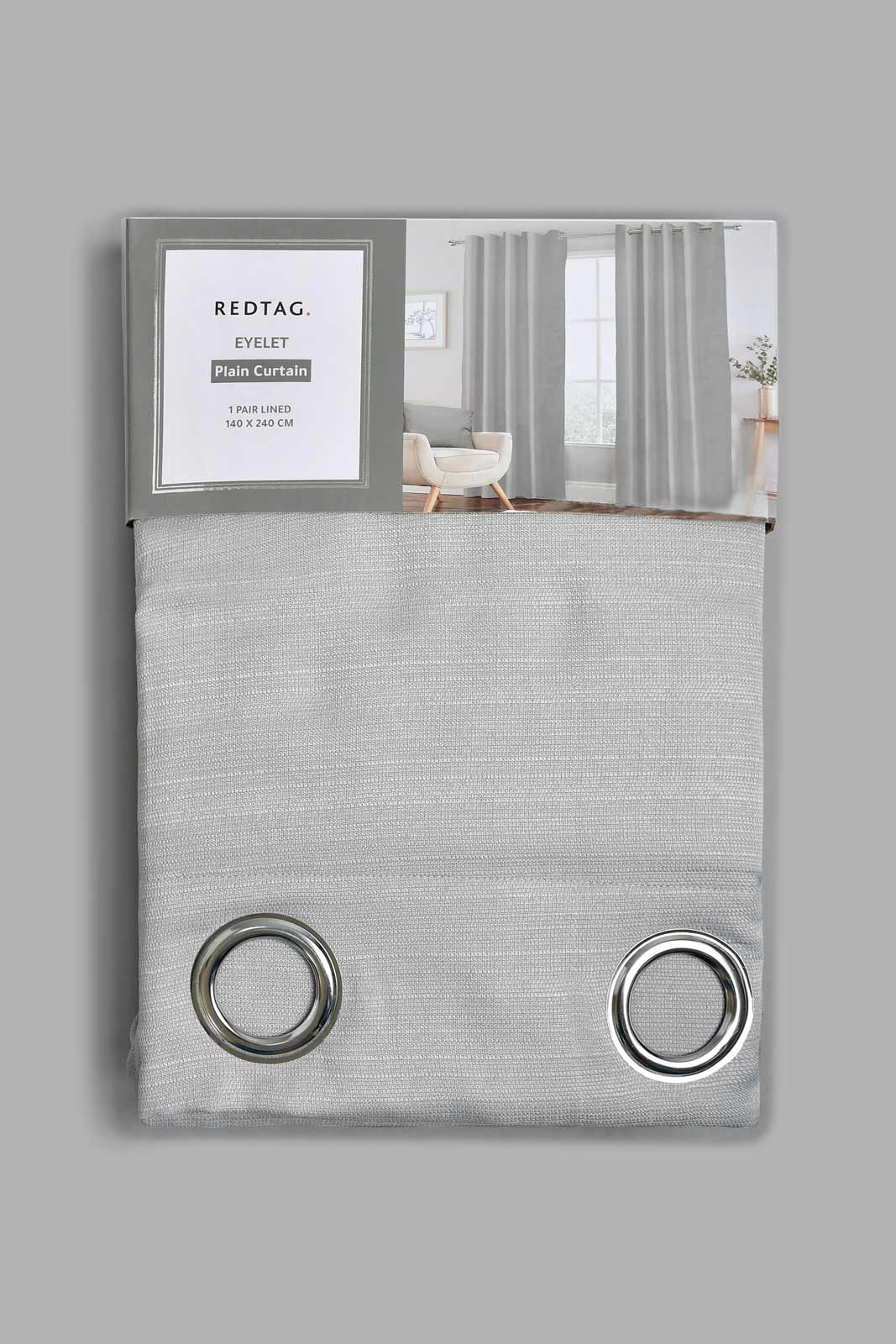 Redtag-Beige-Plain-Curtain-With-Lining-(2-Piece)-Curtains-Home-Bedroom-