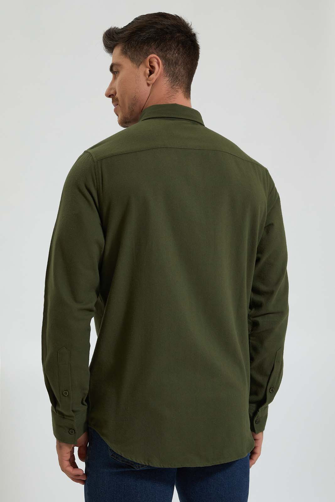 Redtag-Olive-Check-Shirt-Colour:Olive,-Filter:Men's-Clothing,-Men-Shirts,-New-In,-New-In-Men,-Non-Sale,-Section:Men,-TBL,-W21B-Men's-