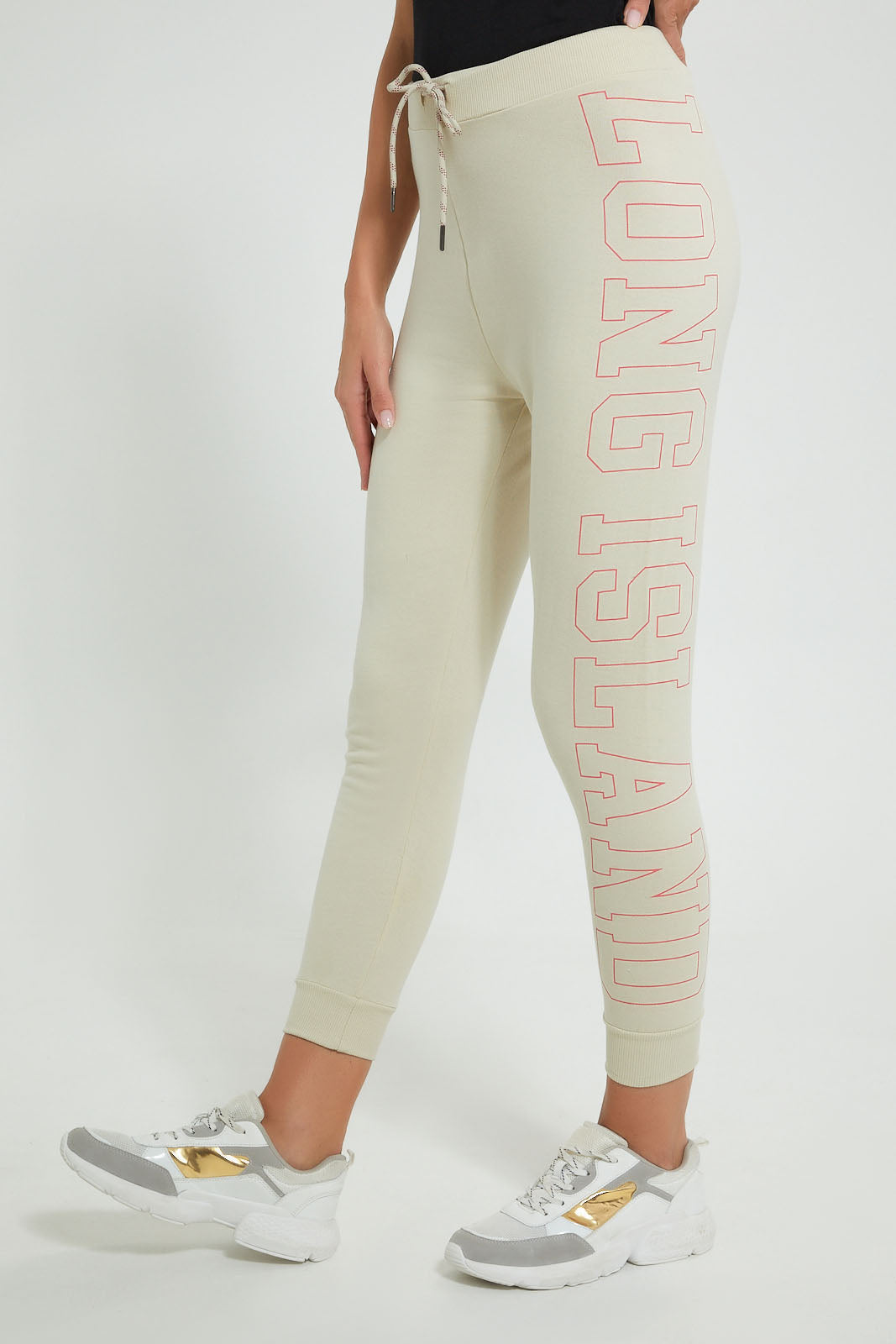 Redtag-Black-Basic-Jogger-With-Side-Applique-Joggers-Women's-