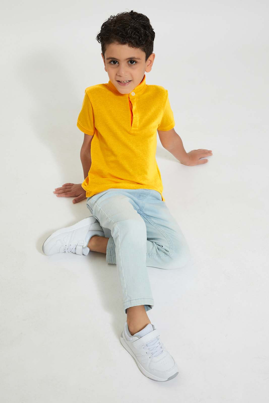 Yellow Stand Up Collar Polo