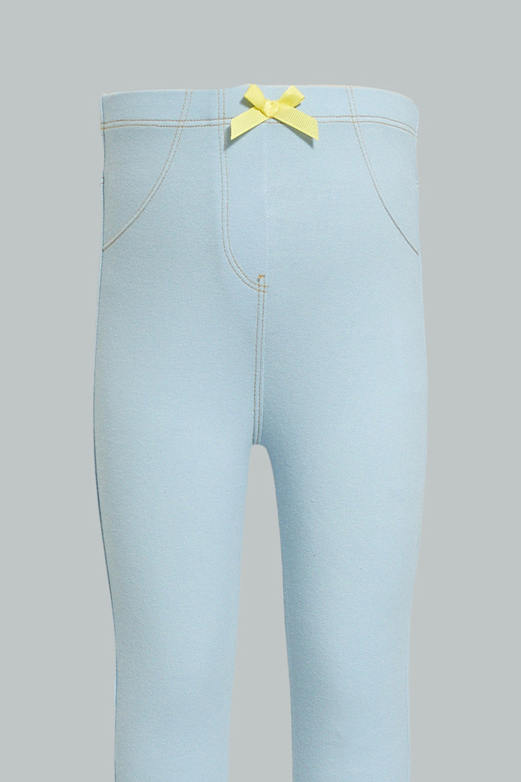 Blue Knitted Jegging With Bow