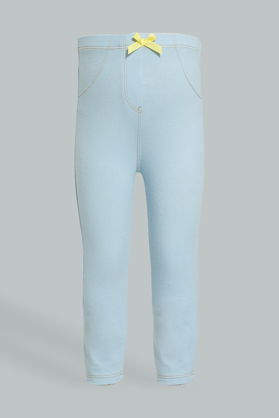 Blue Knitted Jegging With Bow