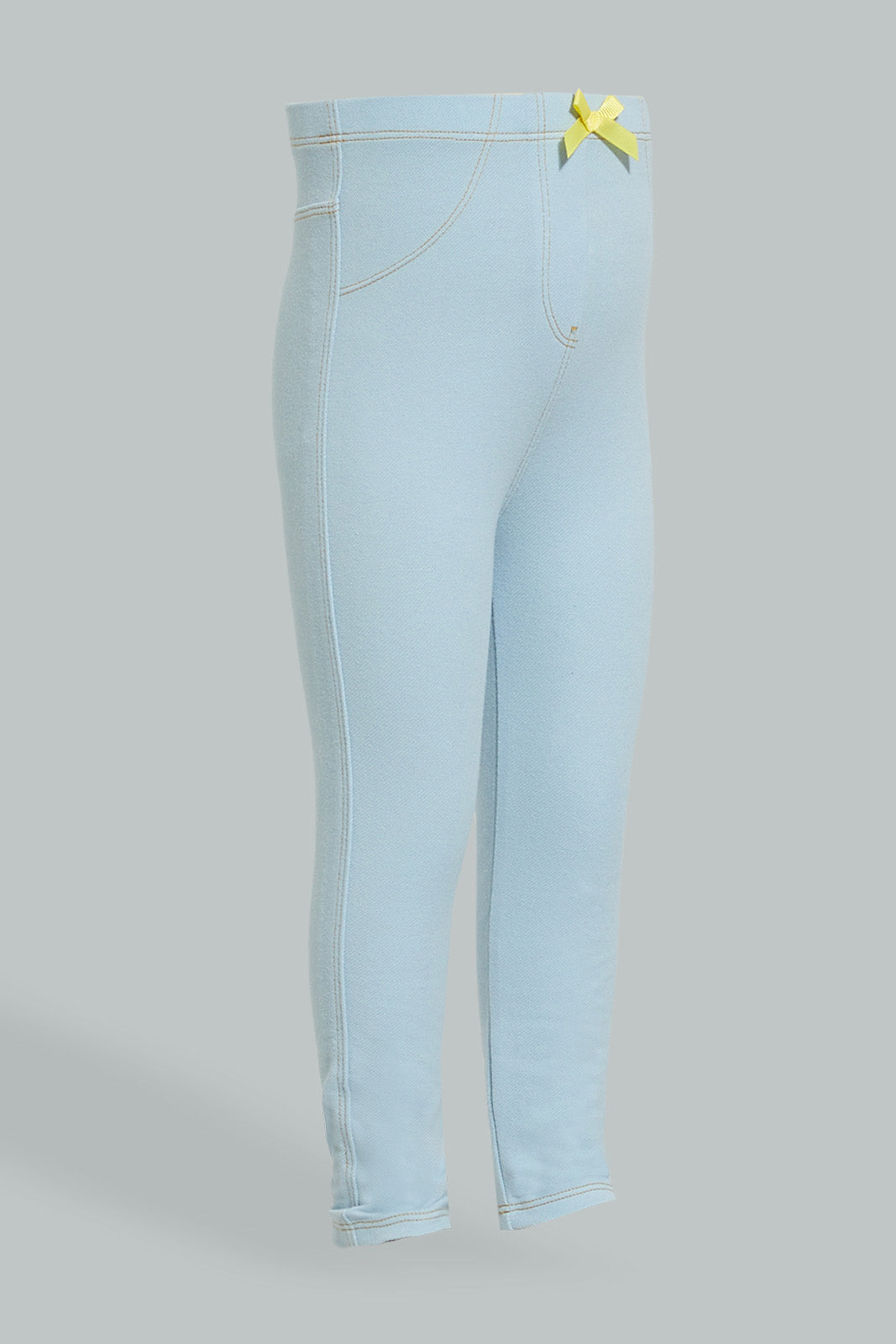 Blue Knitted Jegging With Bow