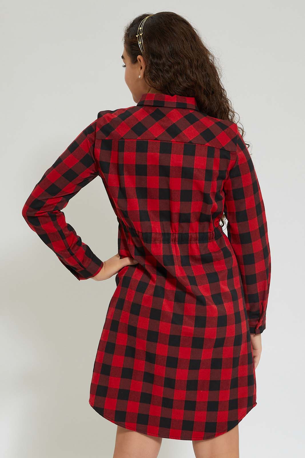 Redtag-Red-Plaid-Shirt-Colour:Assorted,-Filter:Senior-Girls-(9-to-14-Yrs),-GSR-Dresses,-New-In,-New-In-GSR,-Non-Sale,-Section:Kidswear,-W21B-Senior-Girls-9 to 14 Years