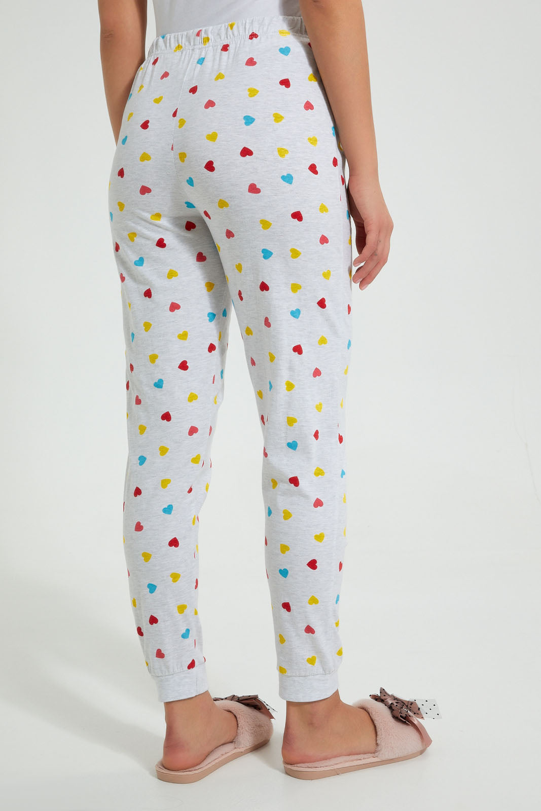 Redtag-Grey-Melange-Heart-Printed-Pyjama-Bottom-Pyjama-Bottoms-Women's-