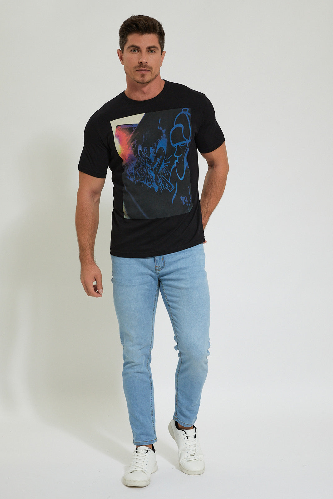 Black Digital Print T-Shirt