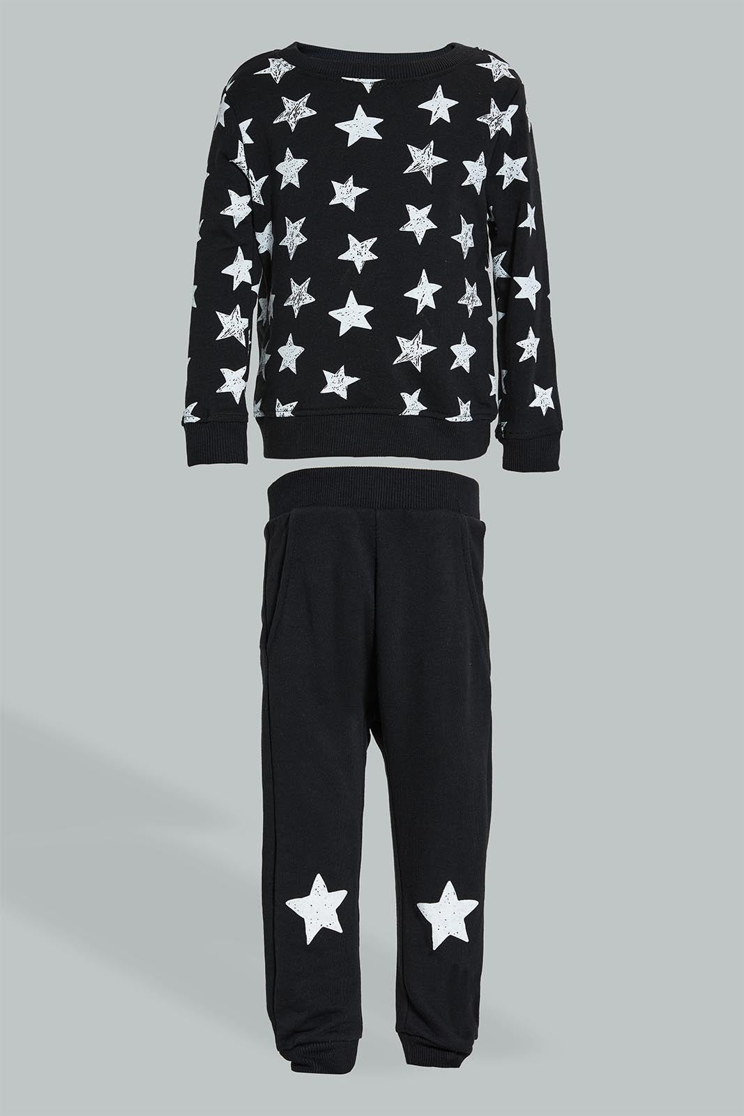 Redtag-Black-Star-Printed-Jog-Set-(2-Pack)-Colour:Black,-Filter:Infant-Boys-(3-to-24-Mths),-Infant-Boys-Sets,-New-In,-New-In-INB,-Non-Sale,-Section:Kidswear,-W21B-Infant-Boys-3 to 24 Months