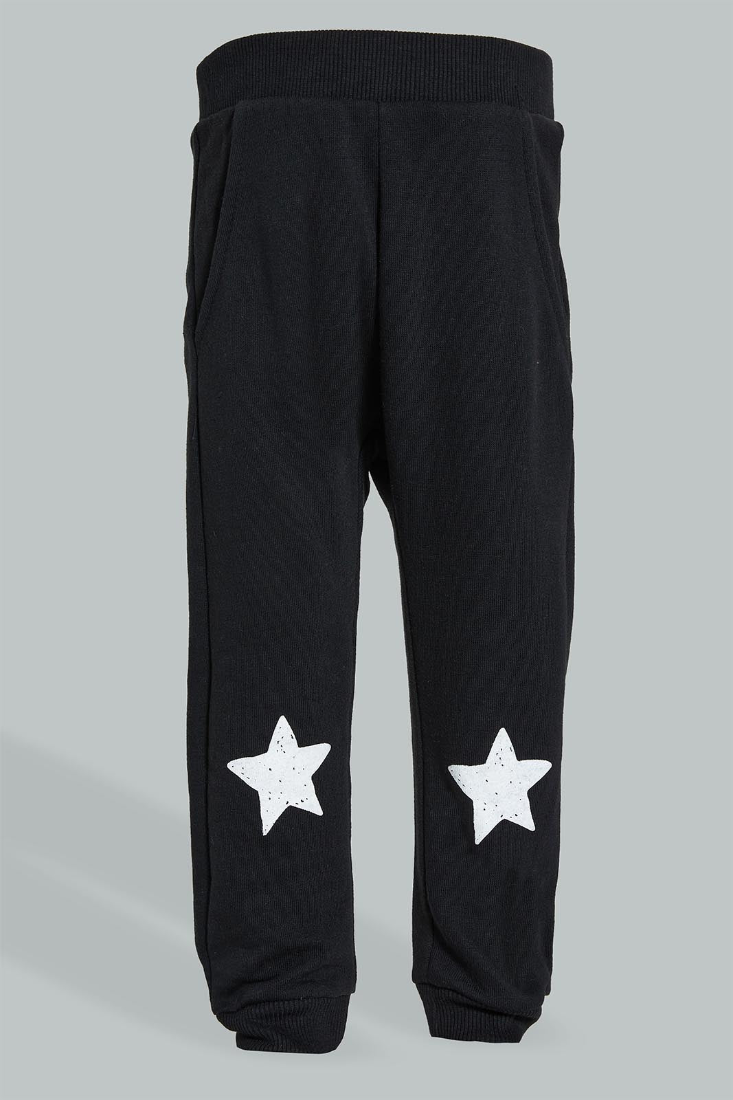 Redtag-Black-Star-Printed-Jog-Set-(2-Pack)-Colour:Black,-Filter:Infant-Boys-(3-to-24-Mths),-Infant-Boys-Sets,-New-In,-New-In-INB,-Non-Sale,-Section:Kidswear,-W21B-Infant-Boys-3 to 24 Months
