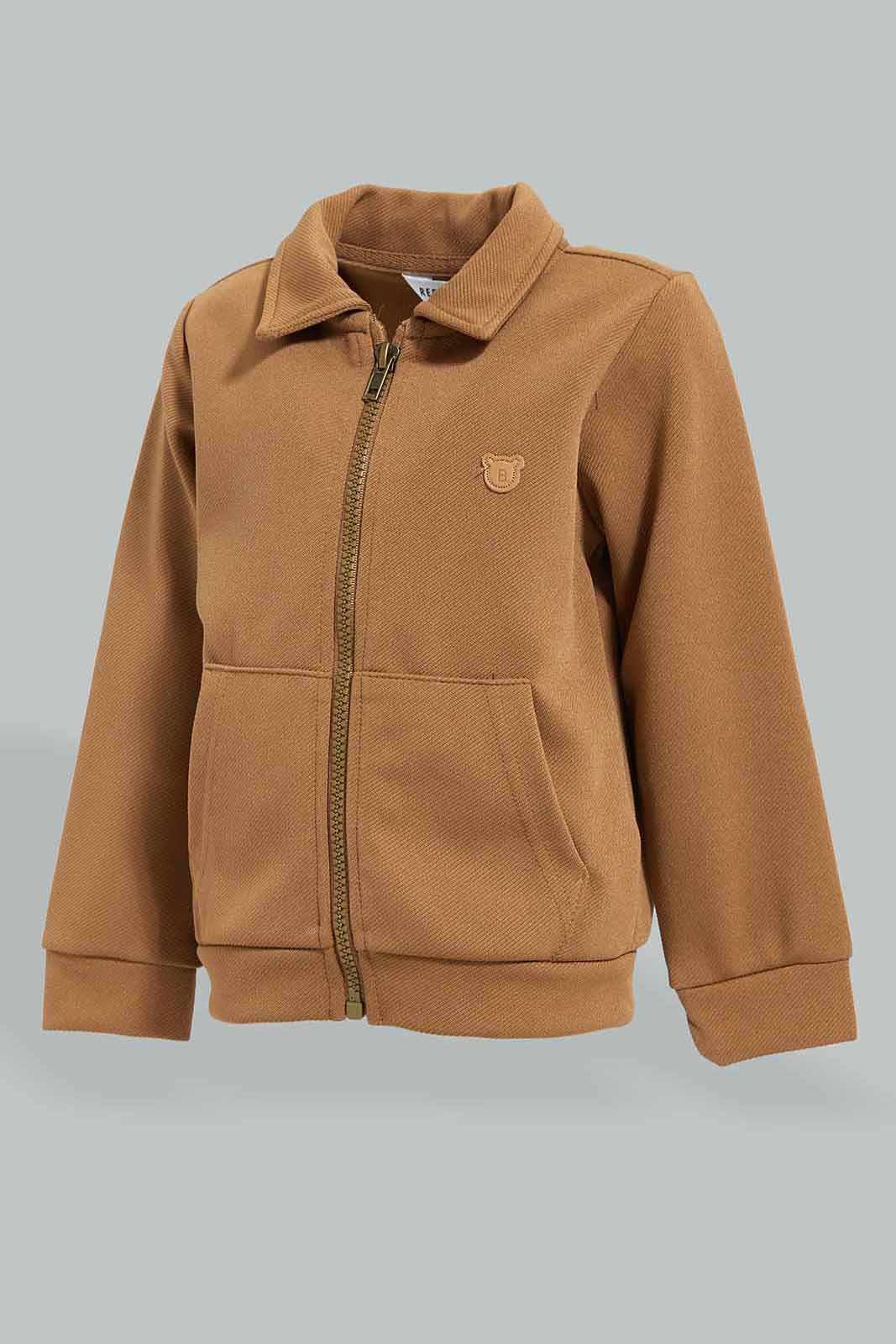 Redtag-Brown-Woven-Jog-Set-With-Pocket-Jog-Sets-Infant-Boys-3 to 24 Months