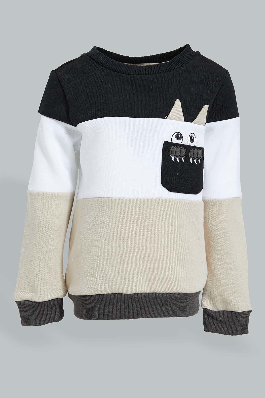 Redtag-Beige-Black-And-White-Novelty-Style-Jog-Sets-Infant-Boys-3 to 24 Months