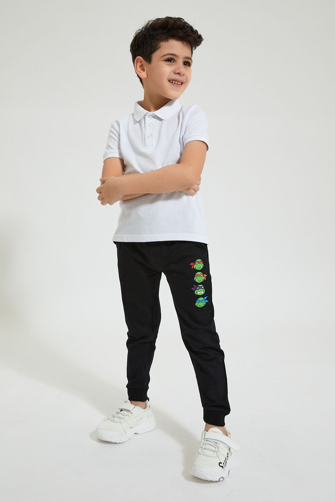Black Ninja And Turtle Printed Jog Pant