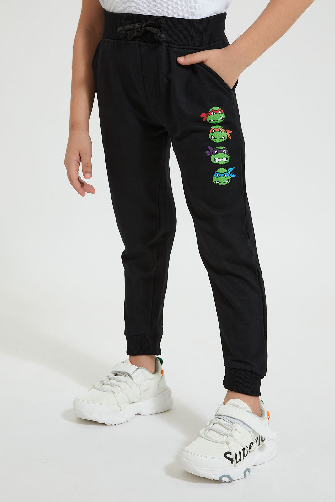 Black Ninja And Turtle Printed Jog Pant