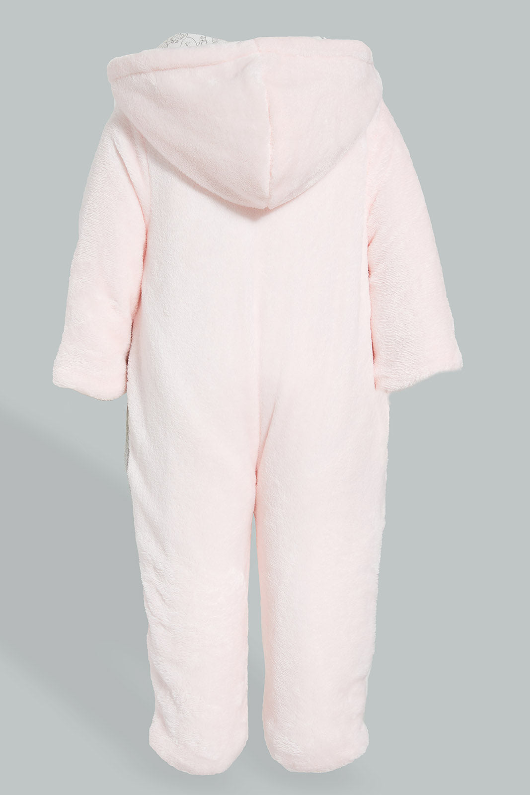 Redtag-Pink-Penguin-Fluffy-Padded-Pram-Suit-Coats-Baby-0 to 12 Months