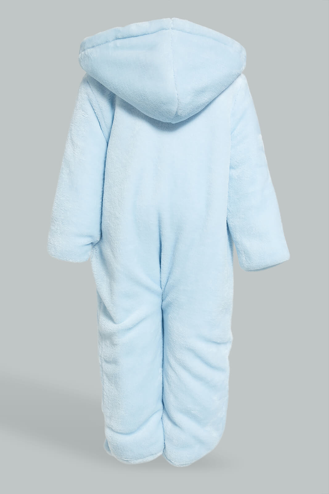 Redtag-Blue-Baby-Shark-Fluffy-Padded-Pram-Suit-Coats-Baby-0 to 12 Months