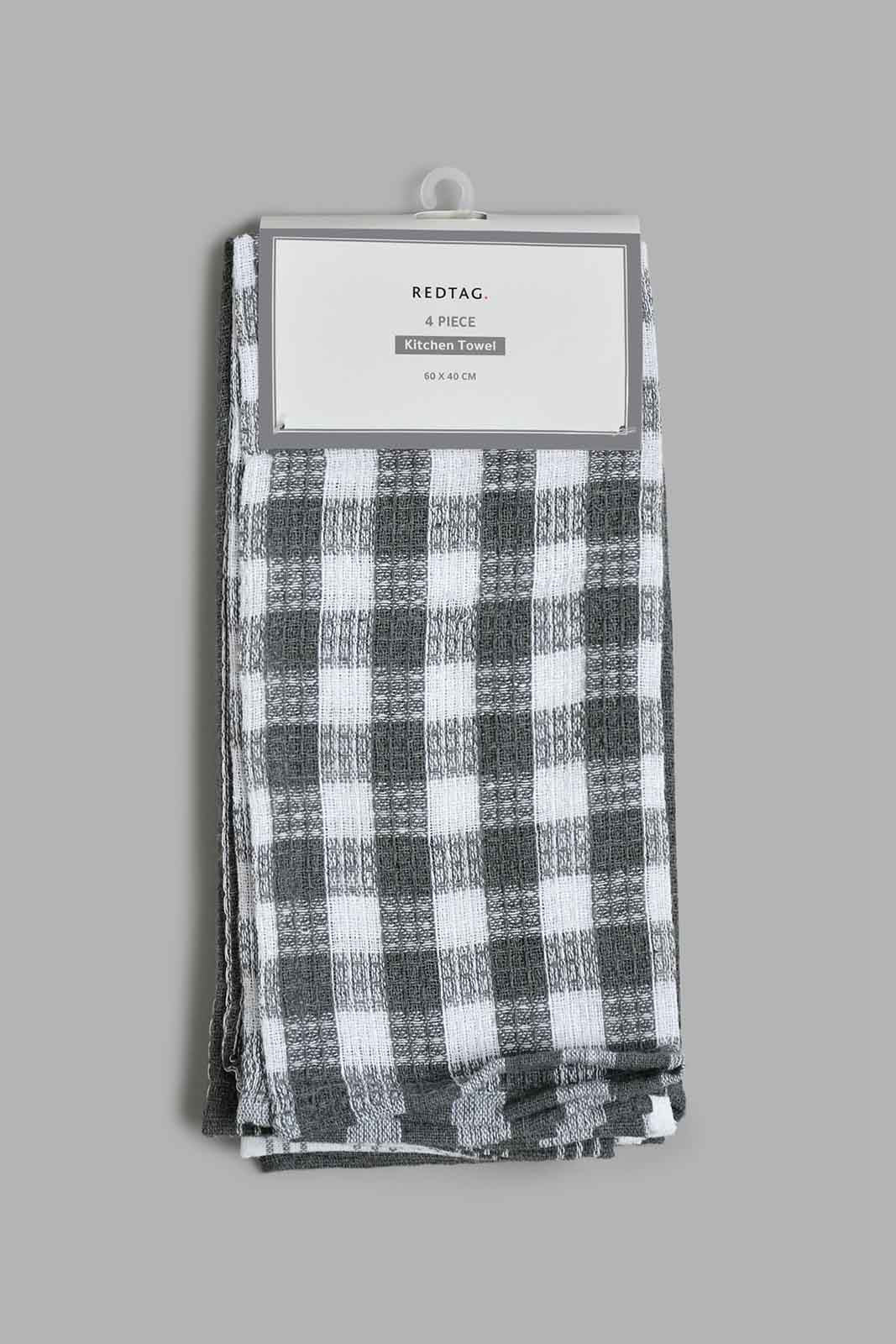 Redtag-Grey-Kitchen-Towel-(4-Piece)-Colour:Grey,-Filter:Home-Dining,-HMW-DIN-Kitchen-Towels,-New-In,-New-In-HMW-DIN,-Non-Sale,-Section:Homewares,-W21B-Home-Dining-