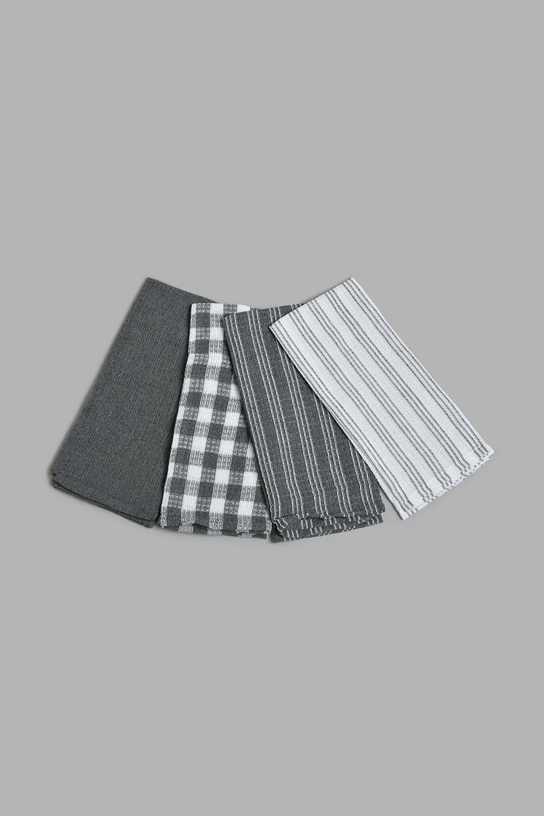 Redtag-Grey-Kitchen-Towel-(4-Piece)-Colour:Grey,-Filter:Home-Dining,-HMW-DIN-Kitchen-Towels,-New-In,-New-In-HMW-DIN,-Non-Sale,-Section:Homewares,-W21B-Home-Dining-