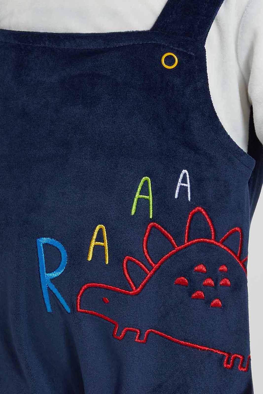 Redtag-Navy-Dino-Duangree-Romper-With-Hat-Rompers-Baby-0 to 12 Months