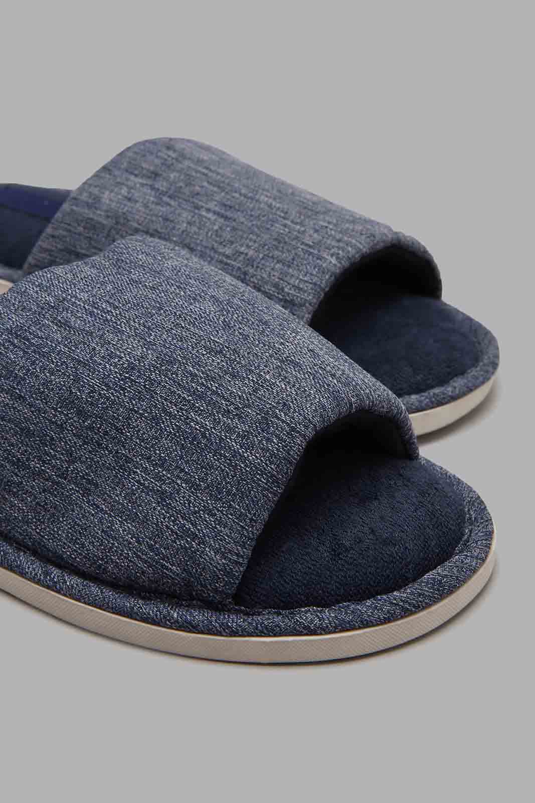 Redtag-Navy-Textured-Slipper-Slippers-Men's-