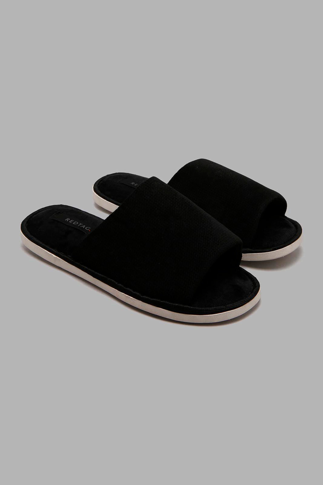 Redtag-Black-Plain-Slipper-Slippers-Men's-
