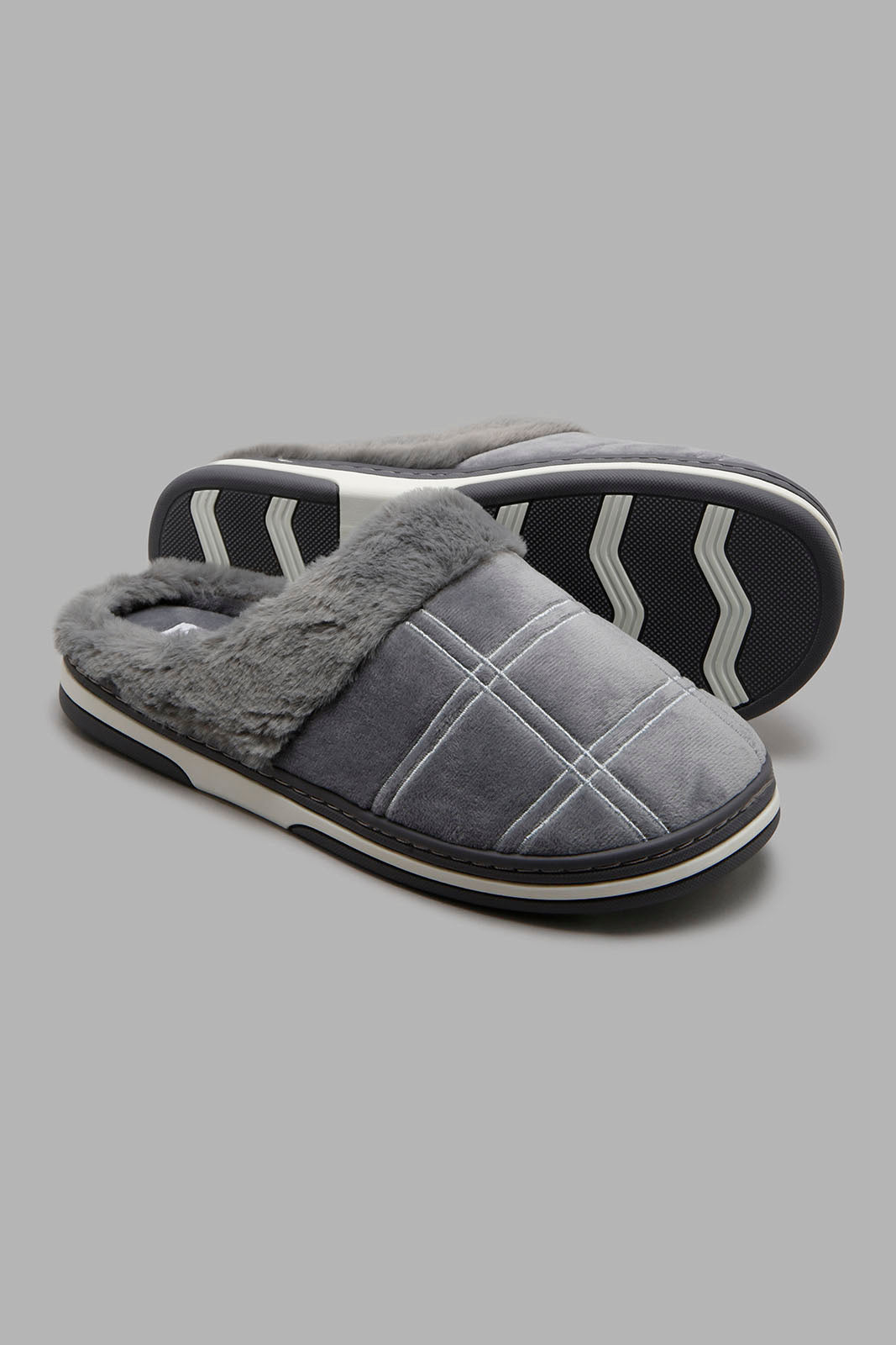 Redtag-Grey-Padded-Mule-Slipper-Mules-Men's-