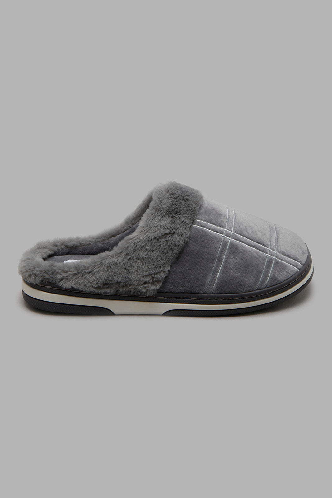 Redtag-Grey-Padded-Mule-Slipper-Mules-Men's-